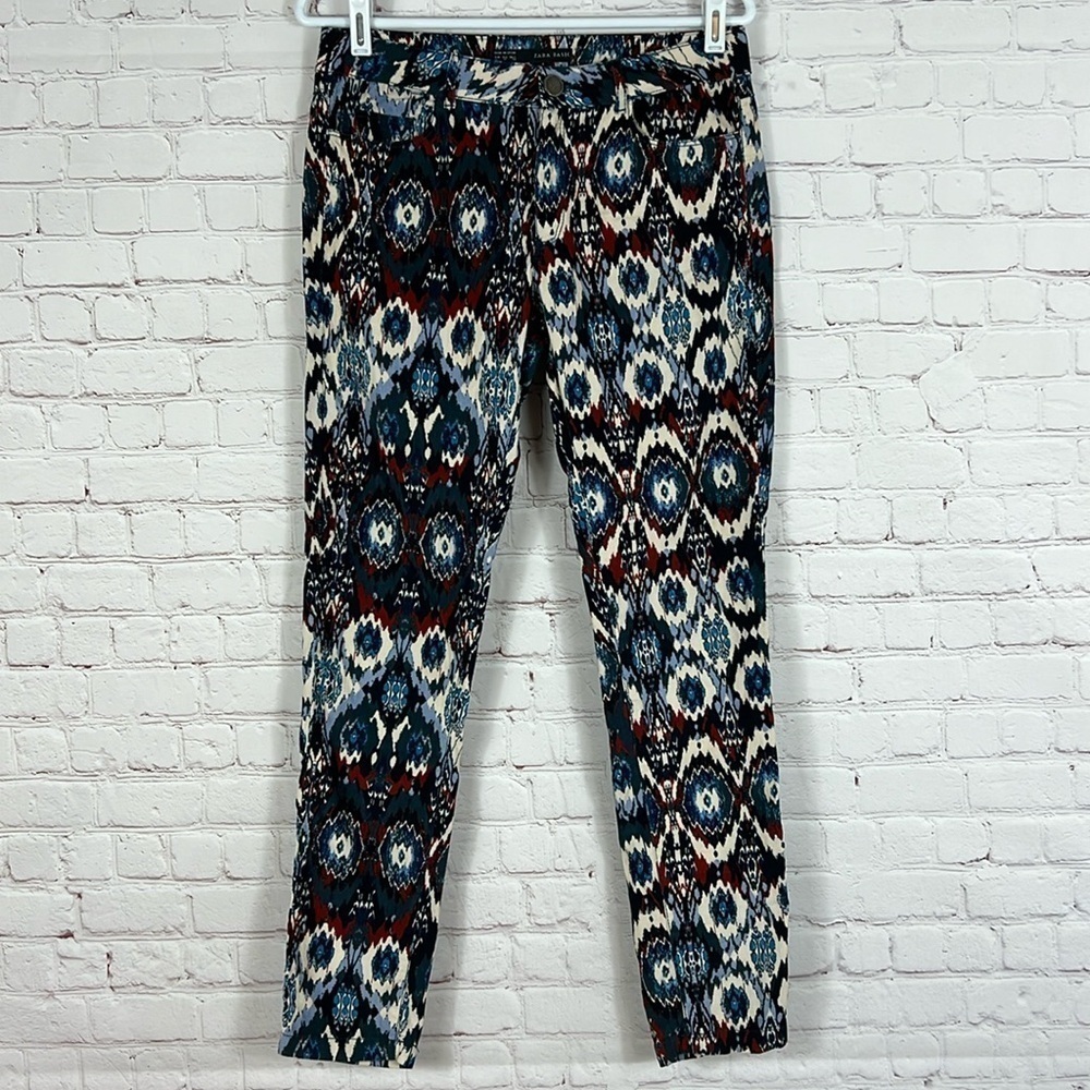 Zara Basic Women's Pants Ikat Pattern Corduroy St… - image 1